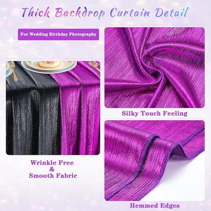 Back Drop Curtains for Parties 9.6x8FT Purple Background Drapes Shimmer Photo Photography for Hallween Ceremony Home Decorations(2 Panels 4.8x8FT)