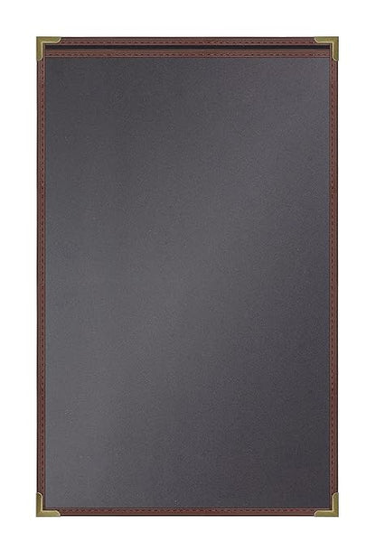 Goodsmart Pajco Style Restaurant Menu Covers – Pack of 10, Side-Loading Menu Holders, Single Stitched Edge, Clear Vinyl Menu Sleeves, Leatherette Trim, Gold Corners, Burgundy, 1 View (8.5" x 14")