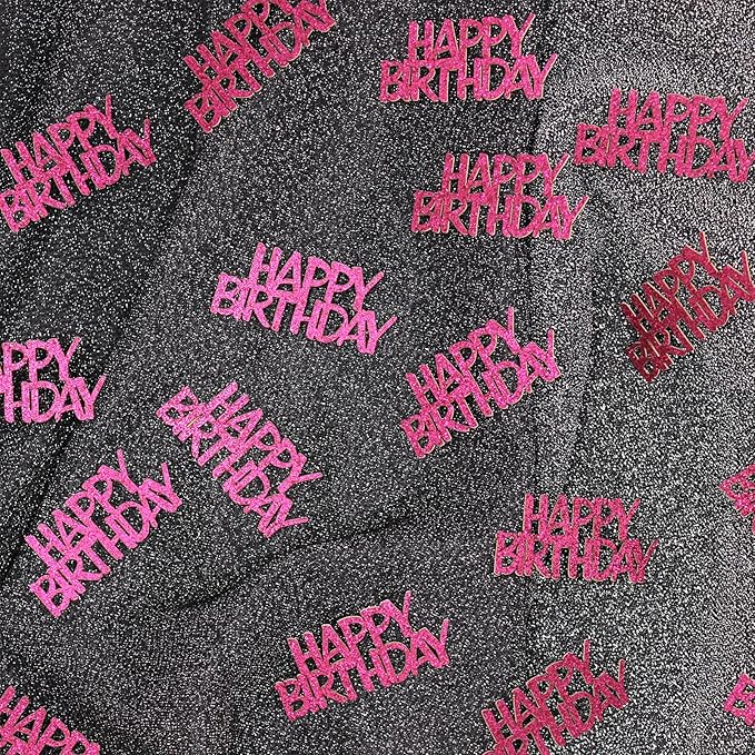 Hot Pink Happy Birthday Confetti Girl Birthday Party Decorations Glitter Table Scatters for Adult Women Birthday Anniversary DIY Crafts Party Supplies 100PC