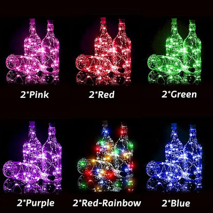 Bottle Lights 12 Pack 20 LEDs Cork Lights for Wine Bottles Battery (Included) Powered Fairy Mini String Lights for DIY Jar Lighting Indoor Bedroom Party Wedding Christmas Halloween Decor (6 Colors)
