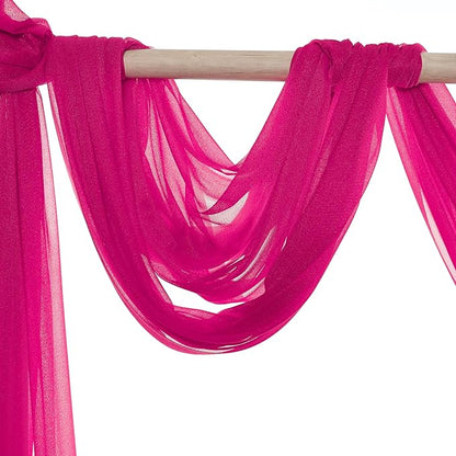 VDS Pack of 1 Panel (30 Inch X 50 Feet) Wedding Arch Draping Fabric Sheer Chiffon Fabric Drapery for Wedding Ceremony Reception Swag Backdrop Canopy Chuppah ARBO Altars Decoration (Hot Pink)