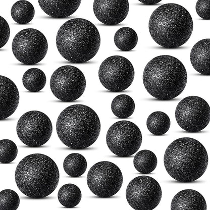 150 Pieces Vase Filler Faux Pearls Vase Makeup Beads No Hole Gloss Bead Mixed Sizes Round Pearl for Home Party Wedding Decor, 8/14/20 mm(Glitter Black)