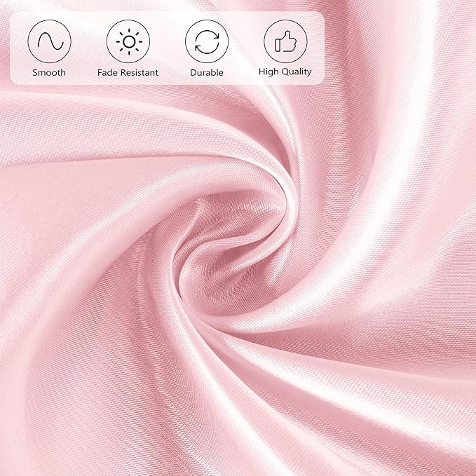Ruisita 120 Inches Round Satin Tablecloths Light Pink Overlay Round Satin Table Cover Bright Silk Tablecloth Smooth Fabric Tablecloth for Wedding Banquet Table Decoration