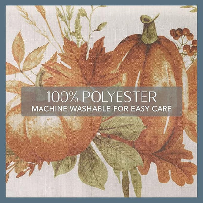 Elrene Home Fashions Autumn Pumpkin Grove Fall Napkins, Seasonal Fall Cloth Napkins, 17" x 17", Set of 4