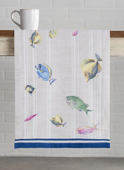Maison d' Hermine Table Runner 100% Cotton Double Layer Table Runners 108 inches Long Decorative for Home Kitchen Dining Party Baby Shower Wedding Bridal Shower Spring Summer (Poisson, 14.50" x 108")