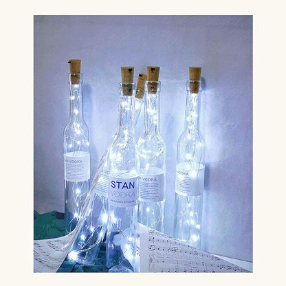 12 Pack 20 LED Wine Bottle Cork Lights, Fairy Mini String Lights Copper Wire, Battery Operated Starry Lights for DIY, Christmas, Halloween, Wedding, Party, Indoor&Outdoor (12 Pack, Cool White)