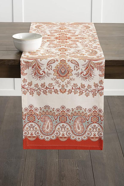 Maison d' Hermine Table Runner 100% Cotton Single Layer Table Runners 72 inches Long for Thanksgiving Christmas Decorations Home Kitchen Dining Party Wedding (Cachemire, 14.5" x 72")