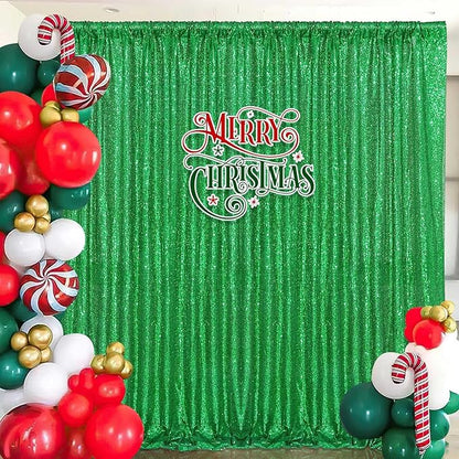 7ft x 7ft Green Sequin Backdrop Curtain Party Backdrop Curtain for Sparkly Birthday Bridal Wedding Curtain