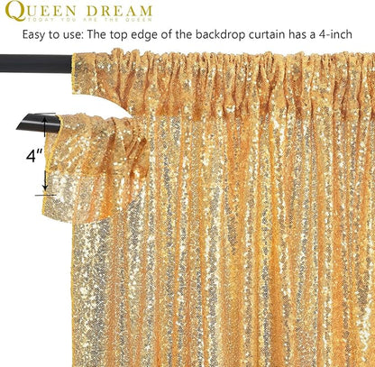 8ft x 8ft Gold Sequin Backdrop Curtain Glitter Photo Booth Backdrop for Wedding Birthday Baby Shower Event Decor