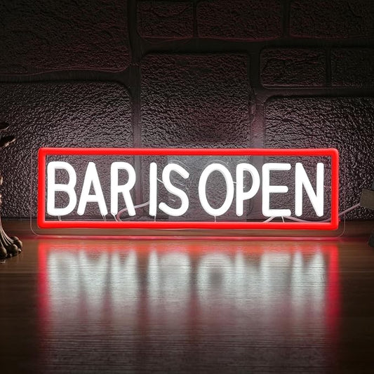 Bar Is Open Neon Sign for Wall Decor,USB Powered Led Bar Neon Sign Open Light up Sign for Pub Beer Party Business Window(15.75 * 4.72In)