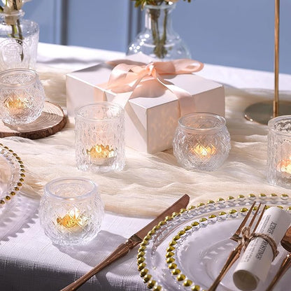 12pcs Assorted Votive Candle Holders for Wedding Centerpiece, Clear Tea Light Candle Holders, Glass Candle Holder for Table Centerpiece, Home and Party Decorations