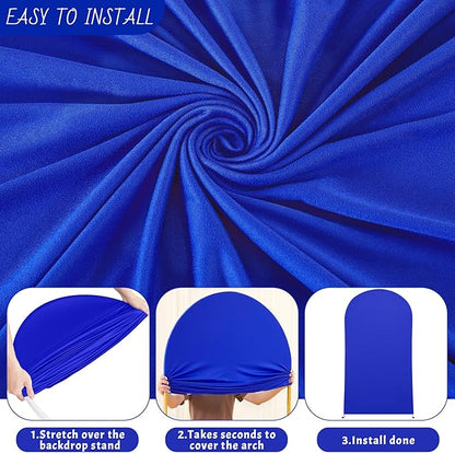 6.6FT Royal Blue Arch Backdrop Cover - Polyester Fitted Wedding Arch Stand Covers Round Top Chiara Arch Backdrop Cover for Birthday Party Banquet Photo Background Decoration