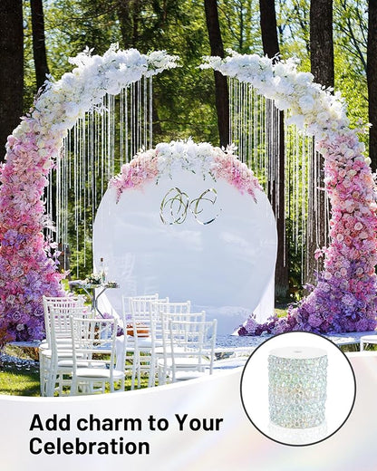 99FT Crystal Garland Strands, Acrylic Iridescent Crystal Beads String Roll, Diamond-Shaped Crystal Garland for Christmas Tree Wedding Party Decorations Beaded Curtain DIY Crafting Projects