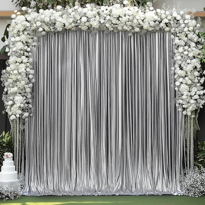 20x10 ft Wrinkle Free Black Silver Sequin Backdrop Curtain for Parties,Thick Not Fall Glitter Wedding Backdrop Drapes,4 Panels 5x10ft Shimmer Photo Back Drop Cloth for Birthday Photography Background