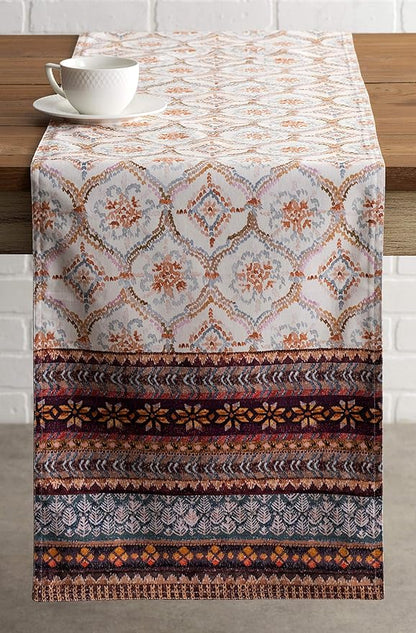 Maison d' Hermine Table Runner 100% Cotton Double Layer Table Runners 108 inches Long for Thanksgiving Christmas Decorations Home Kitchen Dining Party Wedding (Fair Isle, 14.5" x 108")