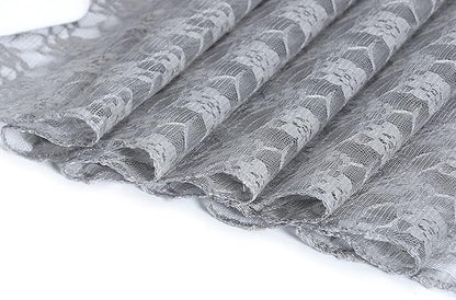 MDS Pack of 25 Wedding 12 x 108 inches Lace Table Runner for Wedding, Decorations for Birthday Parties, Banquets, Graduations, Engagements, and Runners fit Rectangle, Round Table- Silver Gray