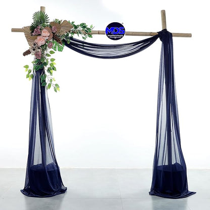 MDS Halloween Chiffon Draping Fabric - 2 Panel, 30" Wide x 40ft Long - Sheer Spooky Arbor & Canopy Drapery for Haunted House Backdrops, Party Ceilings, DIY Costumes & Themed Events - Navy Blue