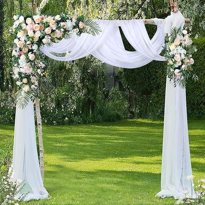 Wedding Arch Draping Fabric White Arch Drapes Sheer Backdrop Curtain for Ceremony Wedding Arches Decor 19Ft Length x 28" Width 1 Panel