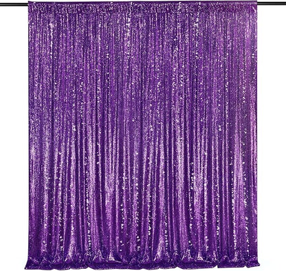 Purple Sequin Backdrop 8ft x 8ft Glitter Party Backdrop Curtains Glitter Background for Baby Shower Wedding Decorations