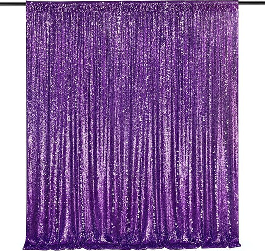 7ft x 7ft Purple Sequin Backdrop Glitter Party Backdrop Curtains Photo Background for Baby Shower Wedding Wall Decorations
