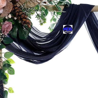 MDS Halloween Chiffon Draping Fabric - 2 Panel, 30" Wide x 40ft Long - Sheer Spooky Arbor & Canopy Drapery for Haunted House Backdrops, Party Ceilings, DIY Costumes & Themed Events - Navy Blue