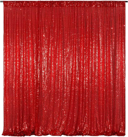 Poise3EHome Red Sequin Backdrop, 10Ft x 10Ft Glitter Photography Background Curtains for Party Wedding Birthday Christmas Valentines Day Decoration