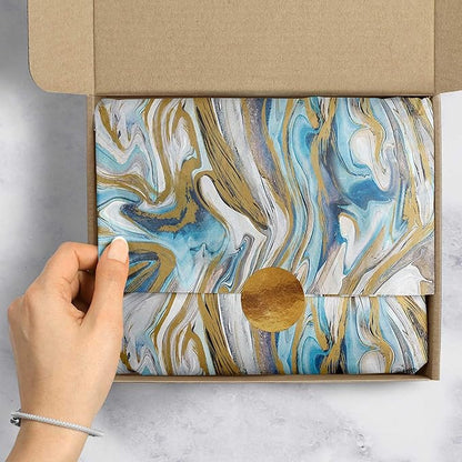 Colors of Rainbow Beautifully Designed Print Tissue Paper (12 Sheets, 20 inch X 29 inch) for Decoupage Gift Wrapping Gift Bag Party Decoration Craft Project Handmade Items (Marbleized)