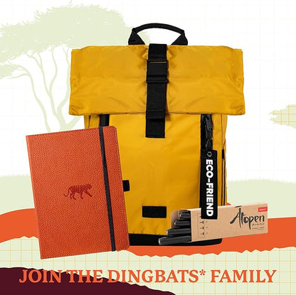 Dingbats* Wildlife Grid Writing Journal Notebook A5 - Vegan Leather Hardcover - Ideal for Work, Travel - Pocket, Elastic Closure, & Bookmark