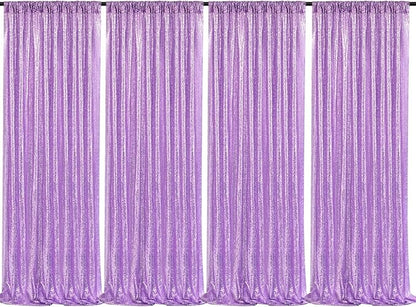 Lavender Sequin Backdrop Drapes 4 Panels 2FTx8FT Glitter Backdrop Curtains for Wedding Party Stage Decorations