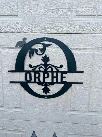 Personalized Metal Name Signs, Split Letter Monogram Wall Decor, Custom Last Name Sign, Family Name Sign for Outdoor, Personalized Wedding Gift, Garden Decor, Metal Wall Art, Housewarming Gift (MonogramDesign_4)