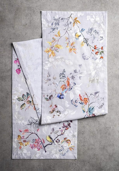 Maison d' Hermine Table Runner 100% Cotton Single Layer Table Runners 48 inches Long for Thanksgiving Christmas Decorations Home Kitchen Dining Party Wedding (Equinoxe - Grey, 14.5" x 48")