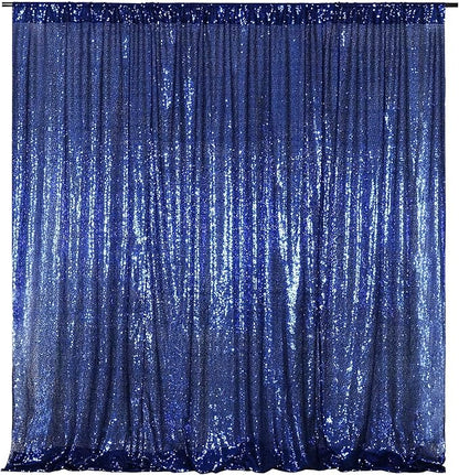Poise3EHome Blue Sequin Backdrop,10FT x 10FT Sequin Photography Backdrop Curtain for Party Decoration, Navy Blue