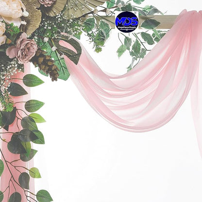 MDS Halloween Chiffon Draping Fabric - 2 Panel, 30" Wide x 20ft Long - Sheer Spooky Arbor & Canopy Drapery for Haunted House Backdrops, Party Ceilings, DIY Costumes & Themed Events - Blush Pink