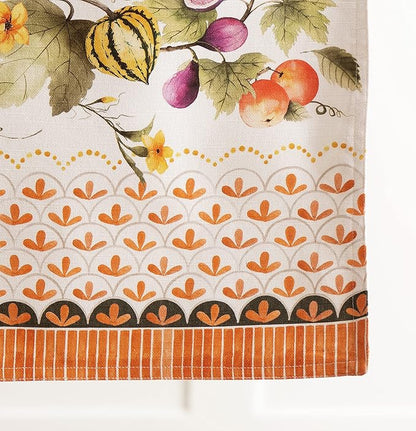 Maison d' Hermine Table Runner 100% Cotton Double Layer Table Runners 108 inches Long for Thanksgiving Christmas Decorations Home Kitchen Dining Wedding (Pumpkin Garden - Cloudy Cream, 14.5" x 108")