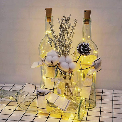 12 Pack 20 LED Wine Bottle Cork Lights, Fairy Mini String Lights Copper Wire, Battery Operated Starry Lights for DIY, Christmas, Halloween, Wedding, Party, Indoor&Outdoor (12 Pack, Multi White)