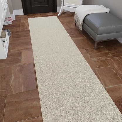 Ottomanson 3' x 20' Shaggy Runner Rug - Plush & Cozy Non-Slip Carpet for Bedroom, Living Room, Bathroom & Entryway - Durable & High-Traffic Friendly for Hallways & Dorms, Cream