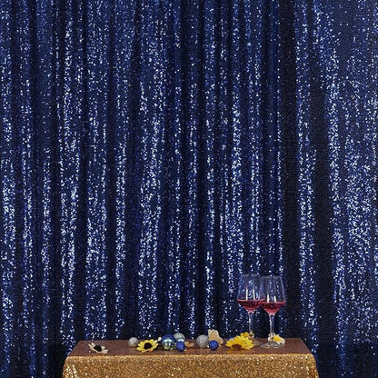 Poise3EHome Blue Sequin Backdrop,10FT x 10FT Sequin Photography Backdrop Curtain for Party Decoration, Navy Blue