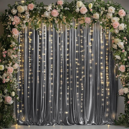 10ftx10ft Black Silver Glitter Sequin Backdrop Curtain for Parties, Wrinkle Free Sparking Backdrop Drapes, 2 Panels 5x10ft Shimmer Photo Back Drop Cloth for Wedding Birthday Photography