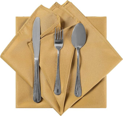 Cloth Napkins 20x20 inch Washable Polyester Dinner Napkins Soft Table Napkins for Wedding Party Dining Banquet(Gold,12PCS)