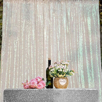 JYFLZQ White Iridescent Sequin Backdrop Curtains 7ft x 7ft 1 Panel Glitter Photo Booth Backdrops Sparkly Photography Background Drapes for Parties Wedding Bridal Showers
