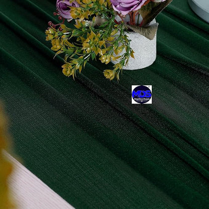 MDS 2 Pack 14ft Chiffon Table Runner 29 x 170 Inches Sheer Wedding Runner Romantic Rustic Table Runner for Wedding Decorations, Birthday Parties, Bridal Shower Party Arch Decor - Hunter Green