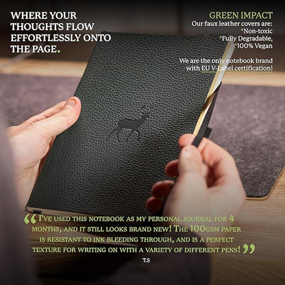 Dingbats* Wildlife Lined Writing Journal Notebook A5 - Vegan Leather Softcover - Ideal for Work, Travel - Pocket, Elastic Closure, & Bookmark