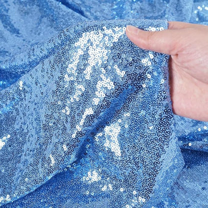 SquarePie Sequin Tablecloth 90 x 156 Inch Baby Blue Sparkly Table Linen for Wedding Party