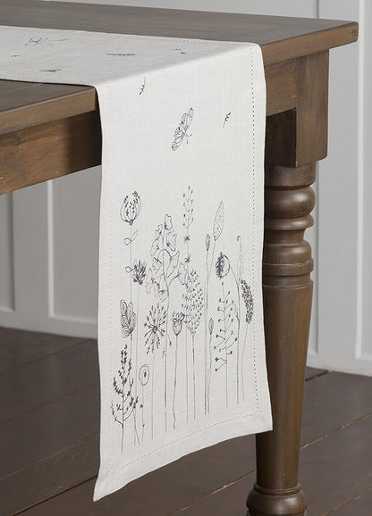 Maison d' Hermine Table Runner 100% Cotton Single Layer Table Runners 72 inches Long Decorative for Home Kitchen Dining Party Baby Shower Wedding Bridal Shower Spring Summer (Flore, 14.50" x 72")