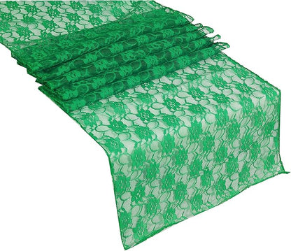 MDS Pack of 12 Wedding 12 x 108 inches Satin Table Runner for Wedding, Decorations for Birthday Parties, Banquets, Graduations, Engagements, Runners fit Rectangle, Round Table- Green
