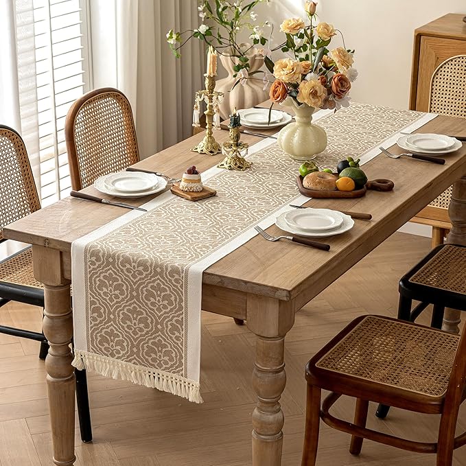 Table Runners 72 Inches Long Waterproof Boho Table Runner with Tassel Fringe,Table Runner for Party Coffee Table