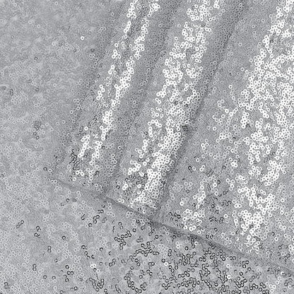 Square Silver Sequin Tablecloth- 50x50 inch, Seamless Sparkle and Glitter Party Table Cloth, Shiny for Wedding Birthday Ceremony Prom Table Decorations