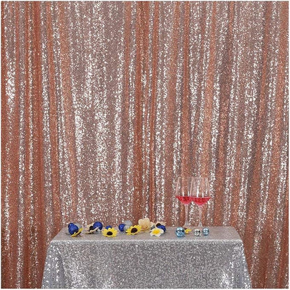 Poise3EHome 7FT x 7FT Rose Gold Sequin Photography Backdrop Curtain for Party Decoration, Rose Gold