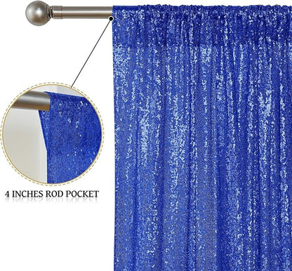 Sugargirl Navy Blue Sequin Backdrop Curtain 4 Panels 2FTx8FT Glitter Navy Blue Background Drapes Sparkle Photography Backdrop for Party Wedding Birthday Wall Decoration