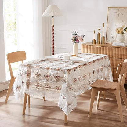 Warm Home Designs 60 x 84 Rectange Tablecloth. Use White Macrame Tablecloth as Embroidered Tablecloth, Dining Table Cover or Holiday Tablecloth. Vintage Tablecloth for Vintage Kitchen. VTC White 84